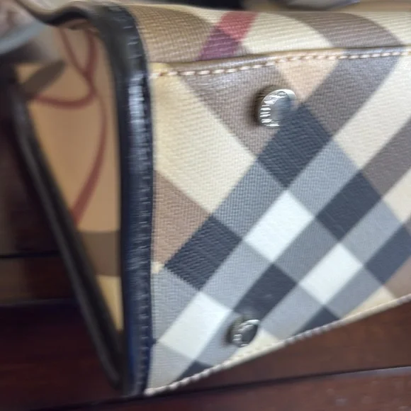 Burberry Black and Cream Mini Tote Bag with Signature Design - Picture 7 of 12